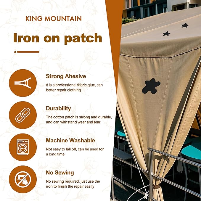Iron on Patches, 8 Pieces Iron on Canvas Patches, Fabric Patches for Couch, Tent, Clothing, Seat, Canvas Repair Decorating Kit 3.7" by 4.9" (9.5 cm x 12.5 cm, Brown)