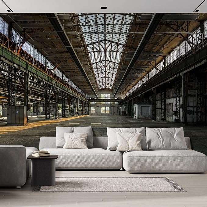 wall26 Industrial Interior of an Old Factory Building Removable Wall Mural | Self- 132x192 inchesAdhesive Large Wallpaper - 132x192 inches