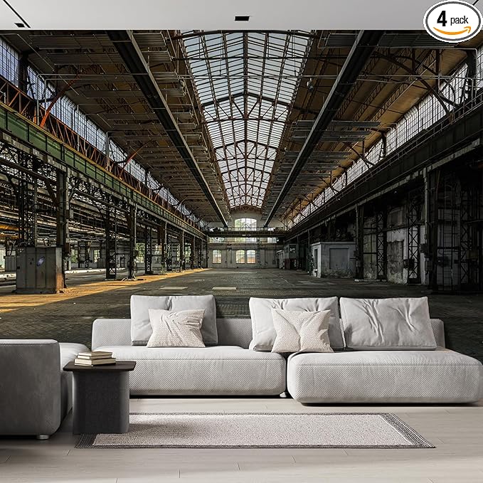wall26 - Industrial Interior of an Old Factory Building - Removable Wall Mural | Self-Adhesive Large Wallpaper - 66x96 inches