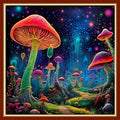 Foxhool Beginners Cross Stitch Kits Stamped Full Range of Embroidery Kits for Adults DIY Cross Stitches kit Embroidery Patterns for Needlepoint kit-Colorful Mushrooms 17.7x17.7 inch