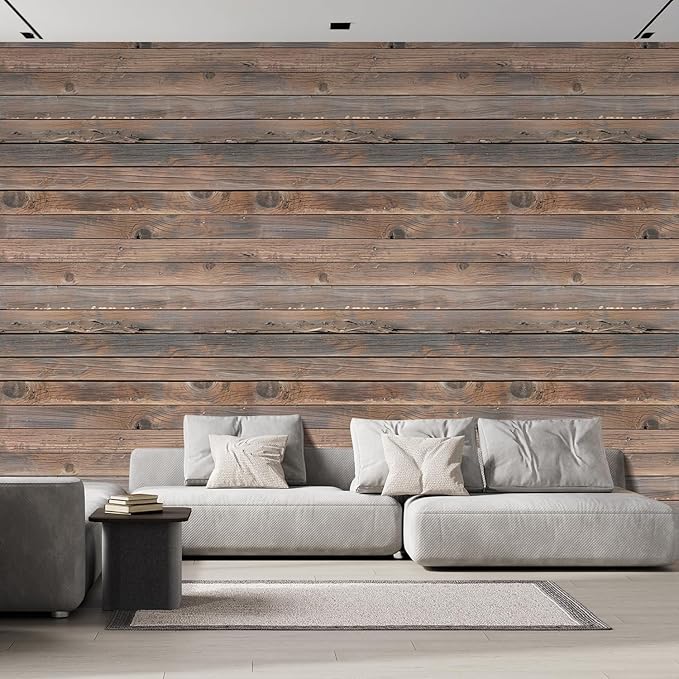 wall26 Wall Sticker/Wall Mural Horizontal Brown Vintage and Retro Wood Textured, Not Peel and Stick, Non-Woven Wallpaper Decorative for Bedroom, Living Room, Office - 132x192 inches