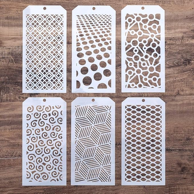 DIY Decorative Stencil Template for Scrapbooking Painting on Wall Furniture Crafts, Set of 6 (Geometry)