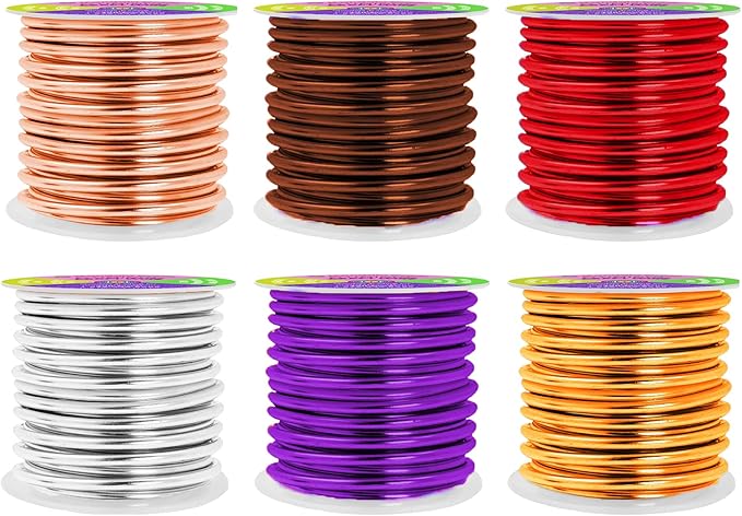 Mandala Crafts 8 Gauge Anodized Aluminum Craft Wire for Jewelry Making - 120 FT Colored Flexible Silver Copper Purple Gold Brown Red Wire - Bendable for Bonsai Armature Crafting Sculpting