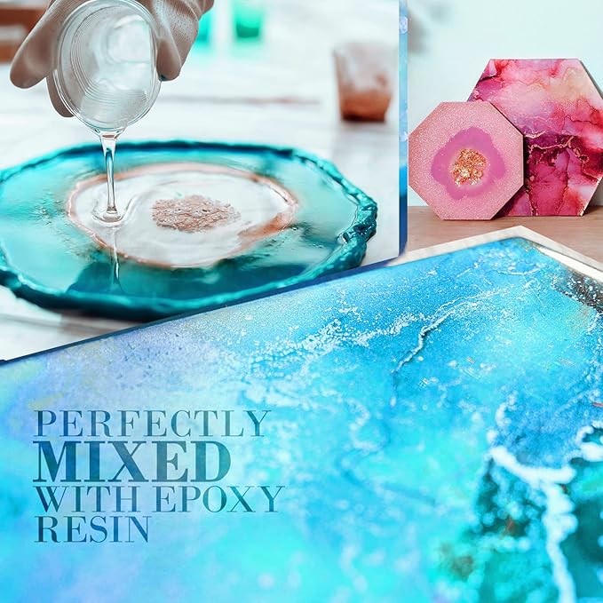 Turquoise Blue Mica Powder for Epoxy Resin 100g / 3.5oz. Sealed Bag Techarooz 2 Tone Resin Dye Color Pigment Powder for Lip Gloss, Nails, Colorant for Slime Bath Bombs Soap Making Polymer Clay