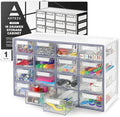 ARTEZA 16 Drawer Storage Cabinet, 17.7 x 8.2 x 10.9 inches, White, Plastic Drawers? with Stoppers, ?Multi Compartment Organizer for Makeup and Art Supplies