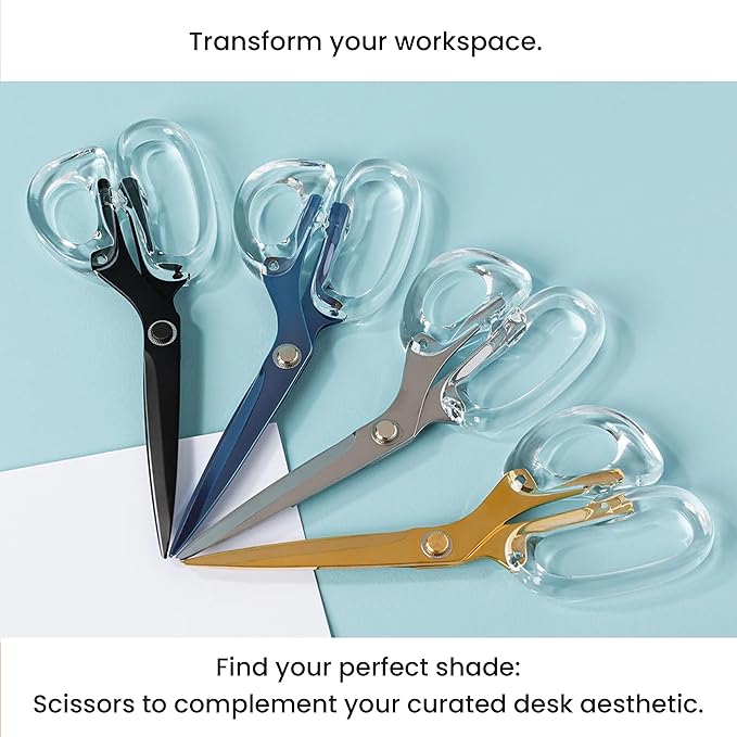 OfficeGoods 9” Stainless Steel Acrylic Scissors for Office and Home - Aesthetic and Sharp All Purpose Scissors, Perfect for Sewing, Arts and Crafts - Silver