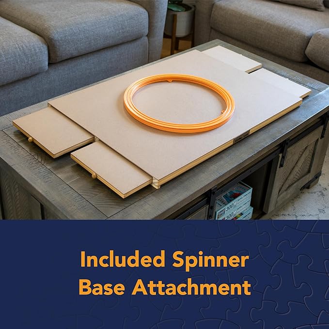 Bits and Pieces Rotating Puzzle Board with Drawers – 1500 Piece Jigsaw Puzzle Table Organizer with Lazy Susan Spinner – The Original Premium Wooden Puzzle Board for Adults, Portable & Durable Design