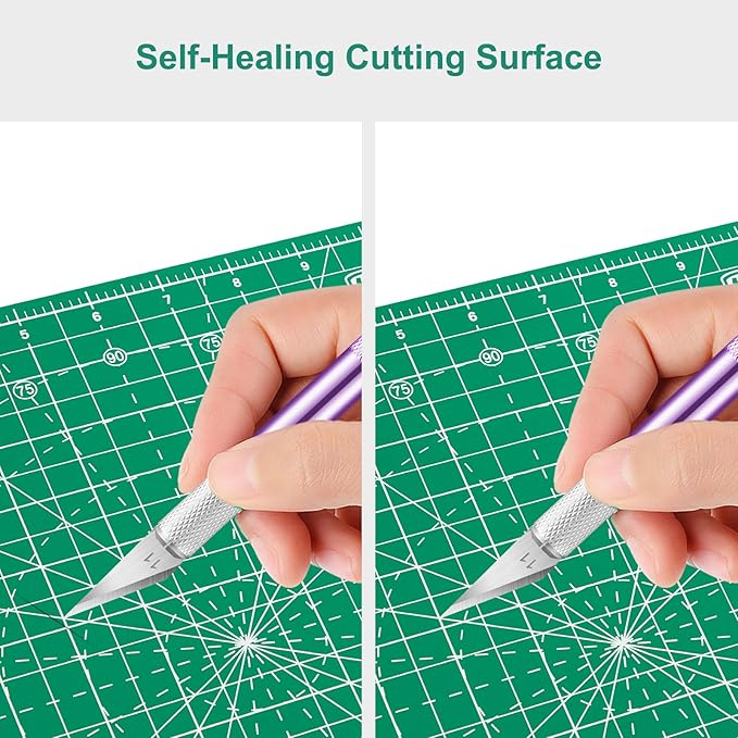Headley Tools 17"x17" Rotating Cutting Mat, Self Healing Mat with 360-Degree Rotation & Anti-Slip Base, Sewing Board Cutting Mat Perfect for Fabric Quilting Leather Hobby Project, Green