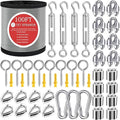 1/8" Wire Rope,100FT 304 Stinless Steel Cable with M5 Turnbuckle-Gardening,Aircraft,Picture Hanging, Clothesline Wire