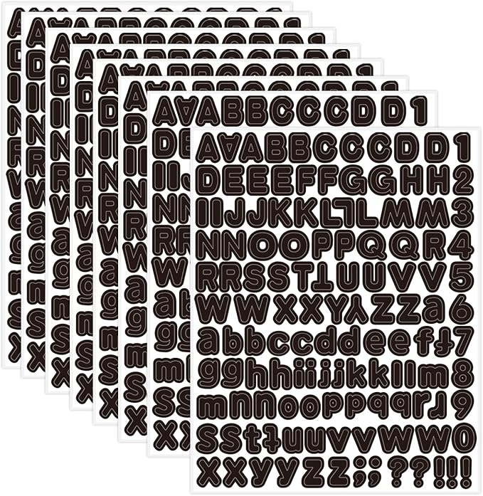 Letter Sticker,1/2 inch 10 Sheets Black Alphabet Sticker,Self Adhesive Vinyl Letter Stickers Mailbox Numbers,Self Adhesive Letters Stickers for Bulletin Boards Classroom Home Decor