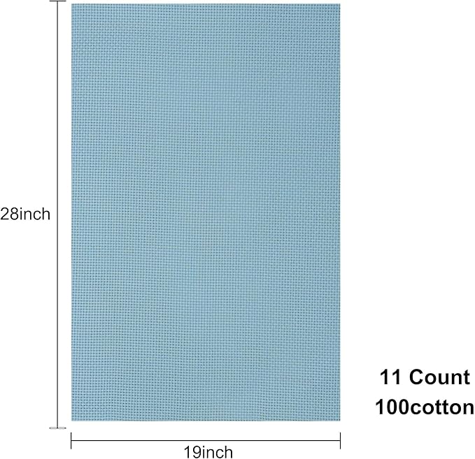 Aida Cloth 11 Count Cross Stitch Fabric,19×28inch (11CT,Sky Blue)