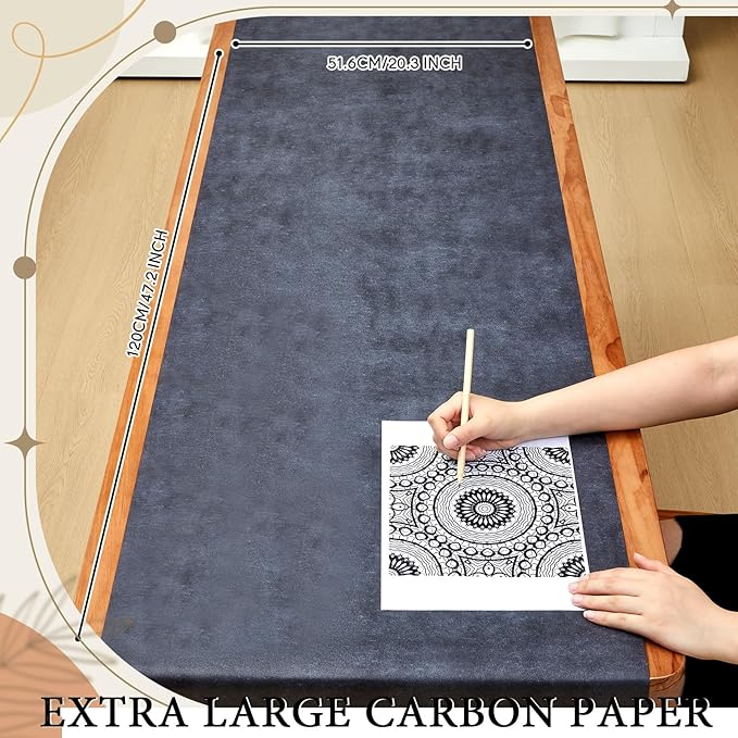 Dinifee 5 Sheets Large Carbon Paper for Tracing 20.3 x 47 Inch Graphite Transfer Paper Waxed Carbon Transfer Sheet for Wood, Canvas, Woodworking Patterns, Fabric, Sketch Drawing, Black