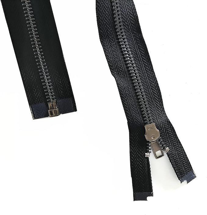Leekayer Zipper #5 24 Inch Separating Zipper Black Nickel Metal Zipper 60 cm Zipper for Sewing Bag Crafts Jacket Zipper Repair Coats Bulk 2pcs