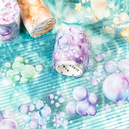 PET Tape Stickers for Journaling,6 Rolls Bubbles Tape for Scrapbooking,Journaling Supplies,Junk Journal,DIY Craft(Bubbles)