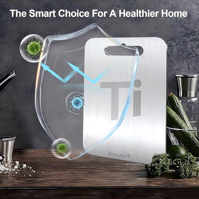 Titanium Cutting Board, Double Sided 2025 New Titanium Cutting Boards for Kitchen, Non Toxic Non Slip, Chopping Board, Dishwasher Safe, Easy to Clean (14"L x 10"W)