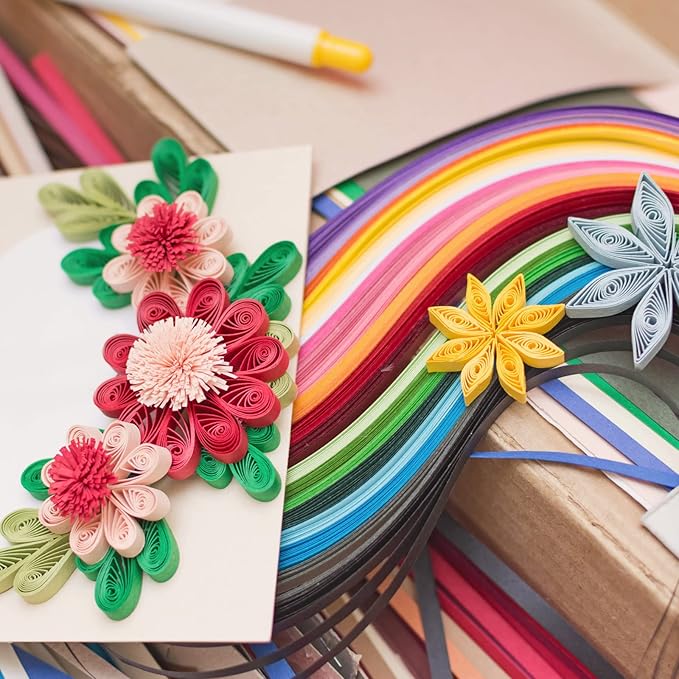 PATIKIL 120pcs Quilling Paper Strips Paper Flowers Quilling Kits 3/8"(10mm) Origami Paper for Adults Beginner Art Craft, 21"(54cm) Light Blue