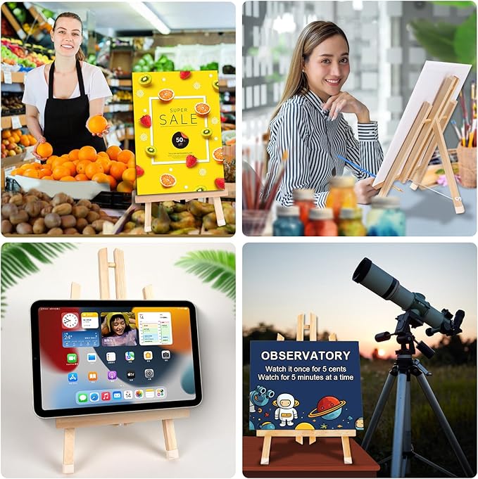 3 Pack 15 Inch Wood Easels, Easel Stand for Painting Canvases, Art, and Crafts, Tripod, Painting Party Easel, Kids Student Tabletop Easels for Painting, Portable Canvas Photo Picture Sign Holder