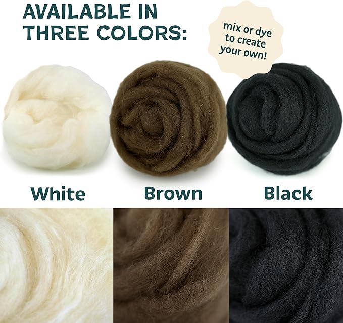 Woolbuddy Wool Felting Core Wool – Handmade Carded White for Needle & Wet Felting, Dryer Balls, Craft Pads & Chunky Yarn (8oz)