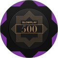 SLOWPLAY Nash Clay Poker Chips, 14 Grams Heavyweight Clay Composite, 40mm Large Chips in Bulk, Pack of 50 with Denomination of 500