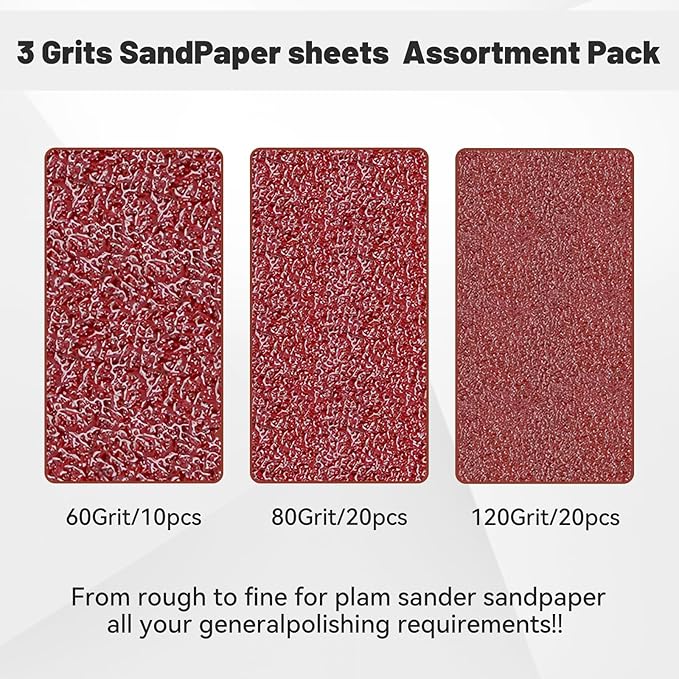 1/4 Sandpaper Sheet,4-1/2"*5-1/2" Assorted 60-80-120,50PACK