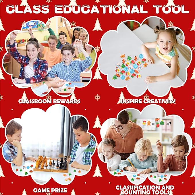 42 pcs Christmas Erasers for Kids Bulk Large Cute Snowflake Christmas Tree Pencils Erasers Novelty Desk Pets for Xmas Classroom Rewards Winter Kids Prizes Party Favors Goodie Bag Stuffers