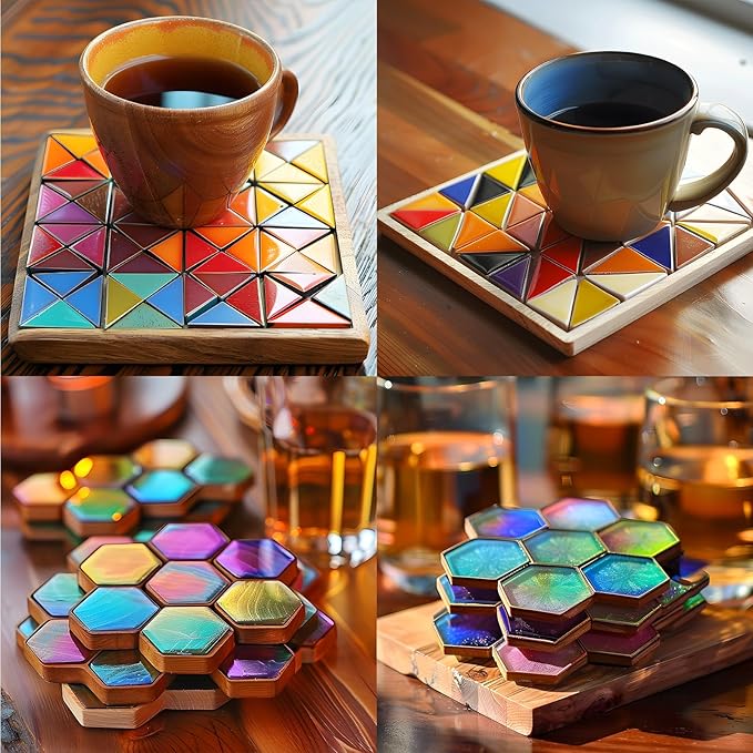 FUNSHOWCASE Cabochon Resin Mold Pack of 2 Mosaic Tile Epoxy Casting Jewelry Making