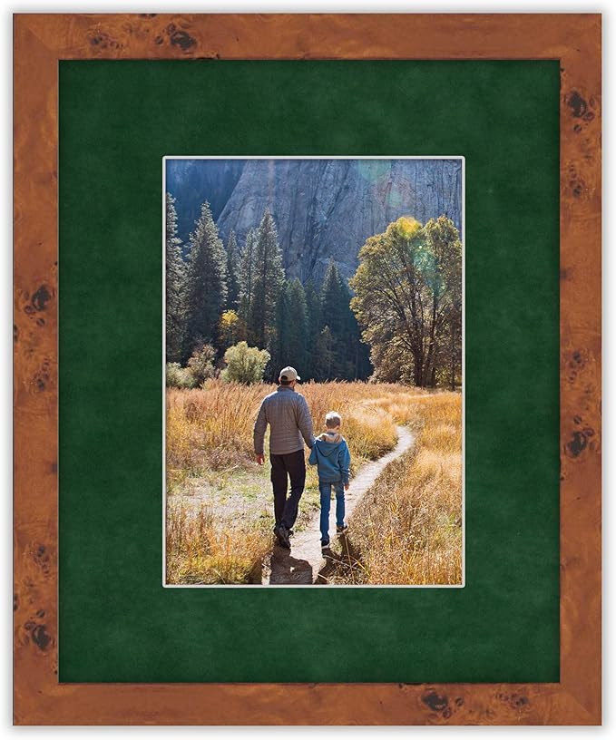 8x10 Mat Bevel Cut for 5.5x8.5 Photos - Acid Free Green Suede Precut Matboard - For Pictures, Photos, Framing - 4-ply Thickness