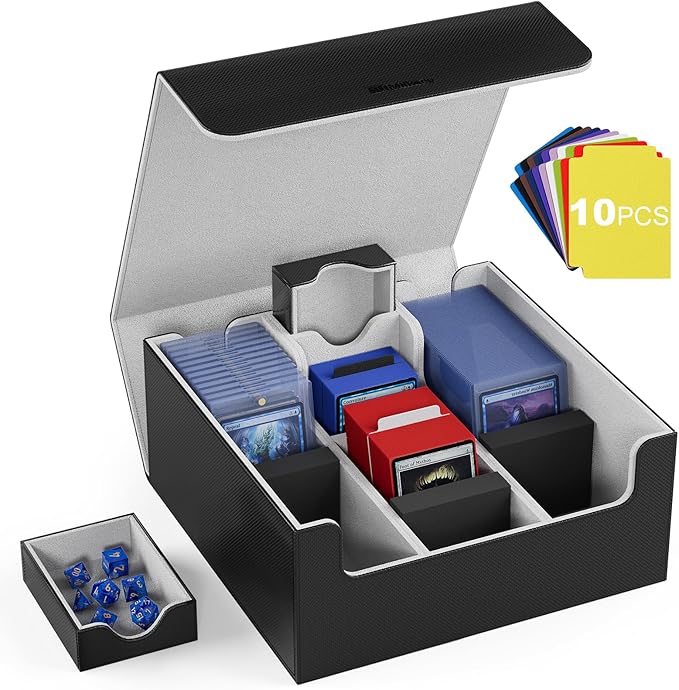 Mlikero Card Deck Case, Trading Card Storage Box for Magnetic Cards Holder and Hard Plastic Cards Protectors, Leather Magnetic Closure Deck Box Fit for MTG, TCG