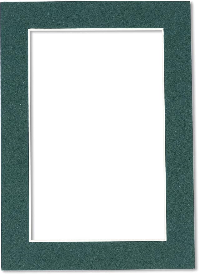 8x10 Mat Bevel Cut for 5x8 Photos - Acid Free Forest Green Precut Matboard With Backing Board and Crystal Clear, Self Seal Photo Mat Bag - For Pictures, Photos, Framing - 4-ply Thickness