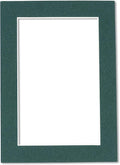 8x10 Mat Bevel Cut for 5.5x8.5 Photos - Acid Free Forest Green Precut Matboard With Backing Board and Crystal Clear, Self Seal Photo Mat Bag - For Pictures, Photos, Framing - 4-ply Thickness