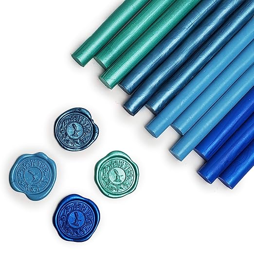 Caribbean Blue Premium Glue Gun Sealing Wax for Wax Seal Stamps, Letters, Wedding Invitations-Pack of 12