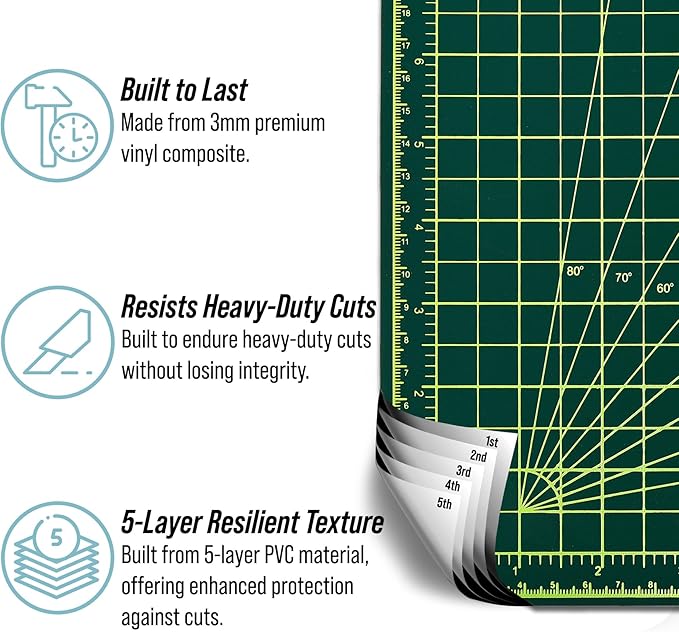 Adir Professional Self Reversible Healing Cutting Mat, 36 by 48-Inch, Green/Black