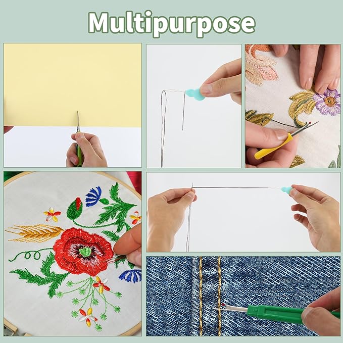 Thimbles for Hand Sewing, Cross Stitch Supplies, Embroidery Thimble, Sashiko Finger Protectors, Quilting Thumb Protector Pads, Includes Thimble, Seam Ripper, Thread and Thread Snips, Etc.