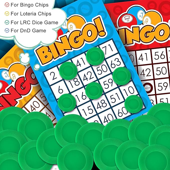 Coopay 500 Pieces Plastic Poker Chips, 1 Inch Bingo Chips Bulk Learning Counters Disks Poker Card Game, Counting Markers for Math Practice, Game Tokens and Teaching Rewards, 25 mm (Green)