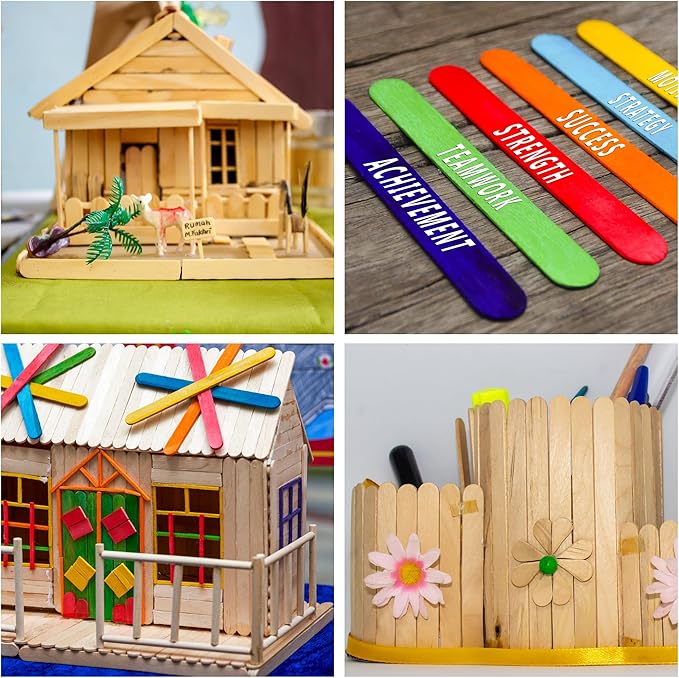 60 Pieces Jumbo Craft Sticks, 8 Inch Natural Wooden Popsicle Sticks, Multi-Functional Ice Cream Sticks for Crafts, Tongue Depressors, Hair Removal and Waxing Sticks, Plant Labels, DIY Classroom Crafts