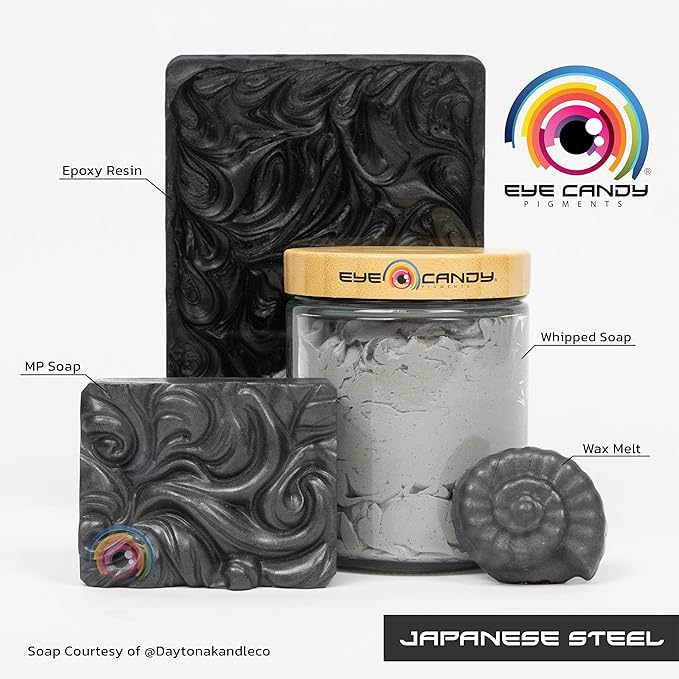Eye Candy Pigments Premium Grey Mica Powder - Japanese Steel Grey (25gr) - for Epoxy, Resin, Soap, Paint, Woodworking, Acrylic Pouring, Bath Bombs, Fishing Lures - DIY Arts and Crafts Additive