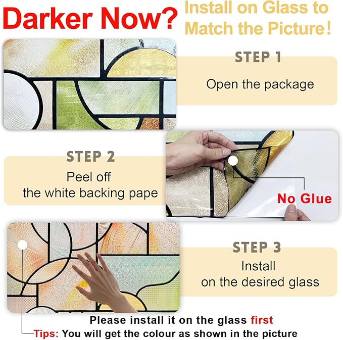 3D Stained Glass Window Privacy Film, Heat Control UV Blocking Static Cling Decorative Window Film for Bathroom,Front Door,Home Non Adhesive,35.4 x 78.7 inches Wilderness