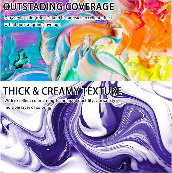 SNOWSUN Acrylic Paints, Large Bulk Heavy Body Acrylic Paint (42.4 oz, 1L) - Non Toxic Gloss Thick Art Paint for Multi-Surface, Canvas Wood Ceramic and Leather, Stone Craft, for Artists & Beginners, Violet