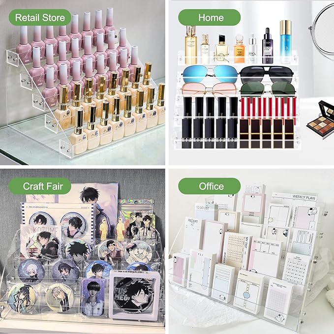 5 Tier Greeting Card Display Rack, Clear Acrylic Sticker Display Stand for Vendors Retail Display Photo Stand for Counter Tabletop Display Supplies