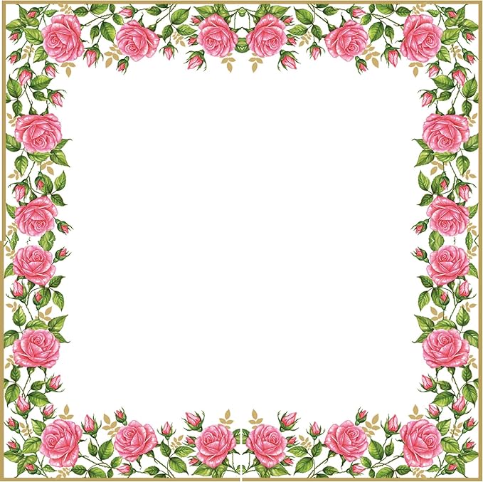 20-ct 13x13 Flowers Paper Luncheon Decoupage Napkins, 3-Ply Servilletas Printed Flower Border Cocktail Napkin for Art, Dinner and Party, Disposable Napkins Decor