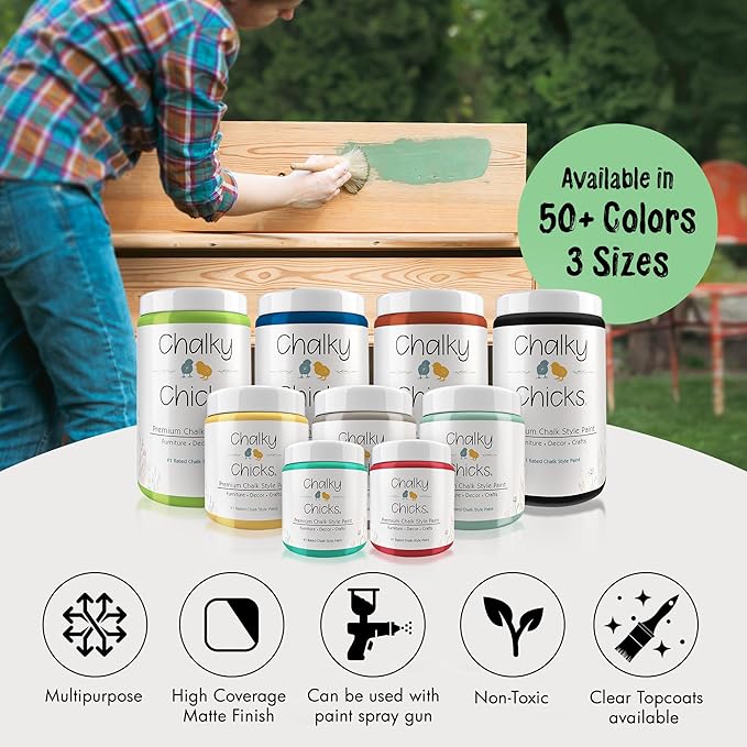 Chalky Chicks All-in-One Chalk Paint for Furniture or Cabinet - 16Fl Oz - Matte Finish Lime Ricki (Lime Green) for Metal, Wood Furniture Paint - No Sanding All-in-One for Home Decor & Crafts, USA Made