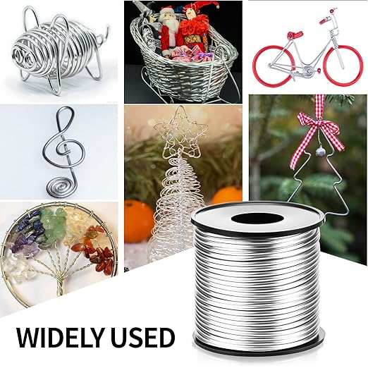 Gisafai 6 Roll 12 Gauge Aluminum Wire for Crafts 100 Feet 2 mm Metal Bendable Aluminum Wire for Jewelry Making, DIY Crafts, Wreath Making, Beading, Floral