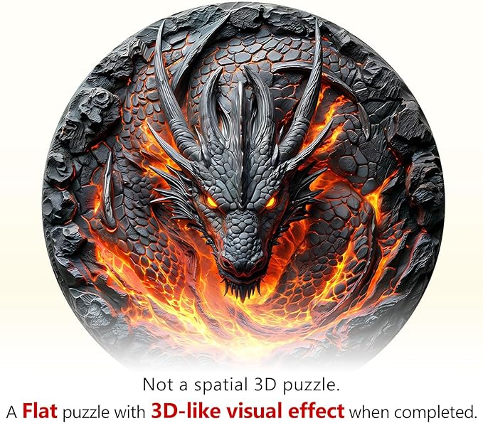 Wooden Puzzles for Adults, 3D Fire Dragon Puzzles, Wood Adult Puzzle, Birthday Gifts for Puzzle Lover (L-13.4 * 13.4 in 270pcs)