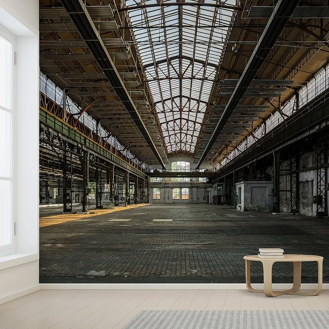 wall26 Industrial Interior of an Old Factory Building Removable Wall Mural | Self-Adhesive Large Wallpaper - 108x120 inches