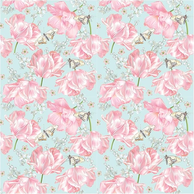 20-ct 13x13 Flowers Paper Luncheon Decoupage Napkins, 3-Ply Servilletas Printed Flower Pink Tulips Cocktail Napkin for Art, Dinner and Party, Disposable Napkins Decor