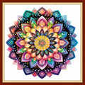 Dooxvey Cross Stitch Kit for Adult Beginners - Full Range of Stamped Kits, Needlepoint & Embroidery Kits - 11CT Cross Stitch Patterns - Colorful Mandala 18x18 inch