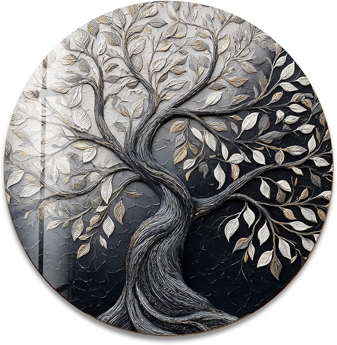 My Photostation.com 15.8''(40cm) Diameter Twilight Tree of Life Round Glass Wall Art Tempered Glass Printing Wall Decor Large Wall Art Wall Hangings