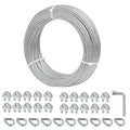 1/8 Galvanized Steel Wire Rope Cable, 100FT Galvanized Steel Cable with Rope Clamp and Thimble, 7X7 Strand Core Aircraft Cable Used for Anchored Shed, Fencing, Sunshade, Clothesline,