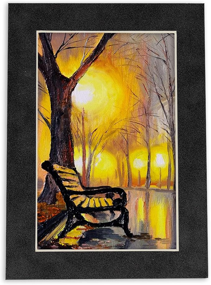 Pack of Ten Acid Free 11x14 Mats Bevel Cut for 8.5x11 Photos - Dark Grey Suede Precut Matboards With Backing Boards and Self Seal Photo Mat Bags For Pictures, Photos, Framing - 4-ply Thickness