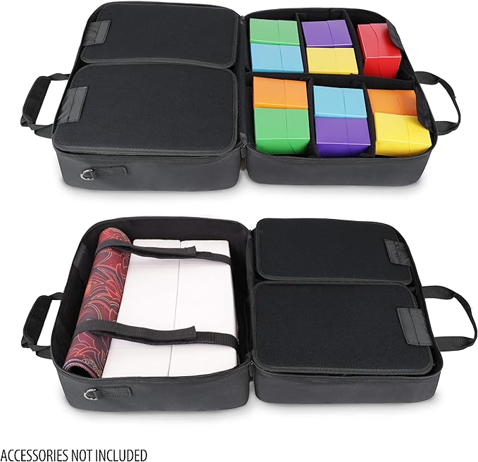 USA Gear XL Magic The Gathering MTG Deck Box Travel Case - Large MTG Card Storage Bag with Padded Shoulder Strap, Customizable Interior, Weather Resistant - Fits Deck Boxes & Sleeved Cards - Black